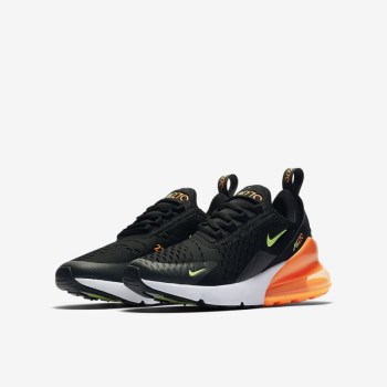 Nike Air Max 270 - Nagyobb Gyerek Air Max Trainers - Fekete/Narancssárga/Sötét Szürke/Zöld